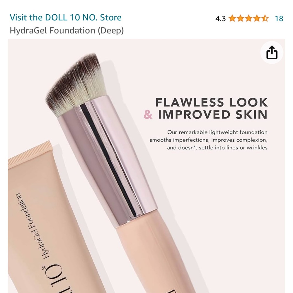 Doll 10 HydraGel Foundation retails $48 New!  color Deep - Picture 4 of 6